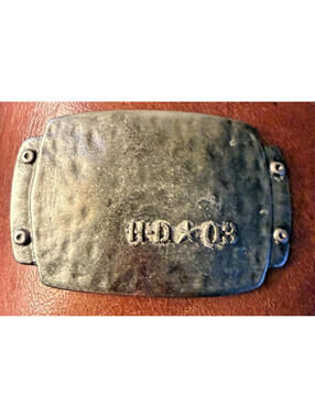 Vintage HD Belt Buckle Hammered Metal Biker Style Heavy Duty Motorcycle Look